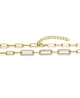 GiGiGirl Teens/Young Adults 14k Yellow Gold Plated With Cubic Zirconia Elongated Cable Link Chain Necklace