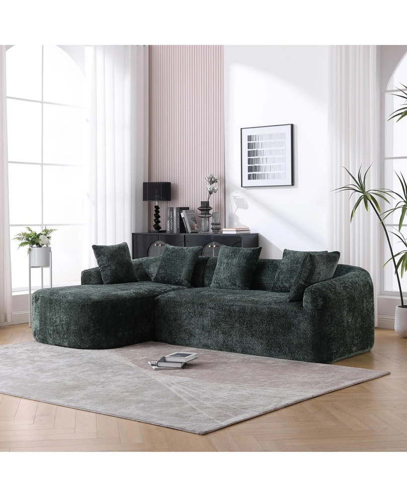 Boucle Sofa 3 Seater for Living Room Oversized Comfy Sofa L-Shape Sofa Couch with Chaise Home Furniture Sleeper Sectional Sofa for Apartment, Office L