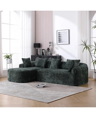 Boucle Sofa 3 Seater for Living Room Oversized Comfy Sofa L-Shape Sofa Couch with Chaise Home Furniture Sleeper Sectional Sofa for Apartment, Office L