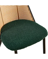 Boucle and Cane Dining Chairs (Set of 4)