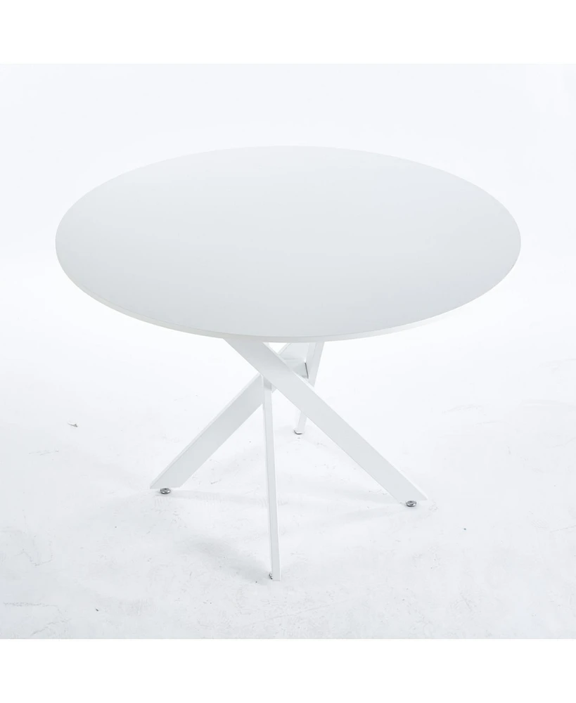 42" Mid-Century Dining Table with Round Mdf Top and Pedestal Base