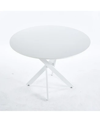 42" Mid-Century Dining Table with Round Mdf Top and Pedestal Base