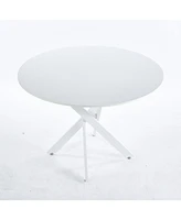 42" Mid-Century Dining Table with Round Mdf Top and Pedestal Base
