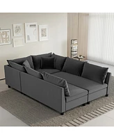 Minimalist 86" Sectional Sofa Bed with Pillows (6-Seat Convertible)