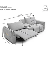 Power Recliner Sofa Set with Led, Living Room Furniture Set, Leather Sofa Set with Usb Port Storage Console Cup Holder