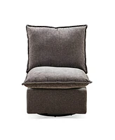 Detachable Dark Grey Chenille Single 360 Swivel Rocking Rocker,360 Swivel Sofa Chair & Single Sofa Lounge, Comfortable Seating for Living Room & Bedro