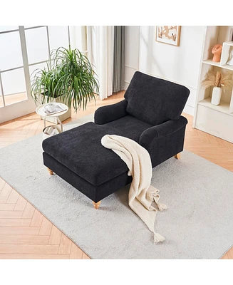 Mid-Century Oversized Chaise Lounger Sofa