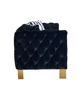 Chesterfield Modern Tufted Velvet Living Room Sofa, 84.25"W Couch,Black