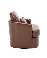 Swivel Barrel Chair, Comfy Round Accent Sofa Chair for Living Room, 360 Degree Swivel Barrel Club Chair, Leisure Arm Chair for Nursery, Hotel