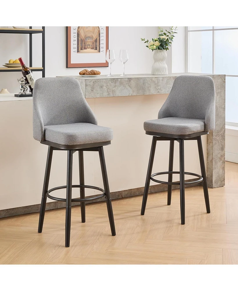 swivel bar & couter stool, 24"&30" adjustable, (set of 2) Fabric color Light grey