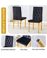 8-Piece Velvet Dining Chairs with Gold Metal Legs