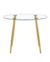 40" Glass Top Dining Table - Gold Legs Dt-1164