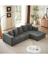 Chenille L-Shaped Sectional Sofa Set,Minimalist Style Modular Sectional Sofa, Luxury Chenille Fabric Cloud Couch for Living Room