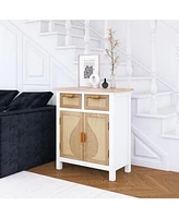 Hand-Carved Accent Cabinet: Traditional Charm with Practical Storage