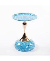 Modern Round Coffee Table, Metal Pedestal Table for Small Spaces