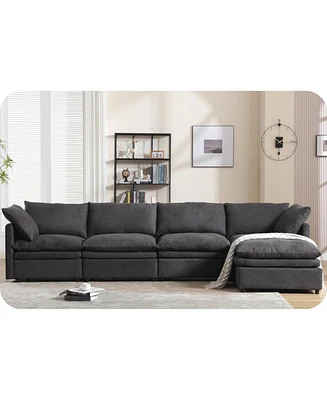 Contemporary U-Shape Sofa with Sleeper and Chaise for Living Spaces