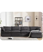 Contemporary U-Shape Sofa with Sleeper and Chaise for Living Spaces