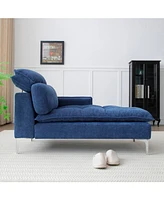 55" Blue Chaise Lounge with Armrest and Pillow