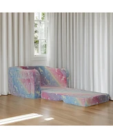 2-in-1 Kids Modular Sleeper Sofa: Convertible Comfy Lounger, Small Pink