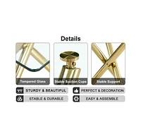 Minimalist Glass Dining Table with Golden Metal Legs