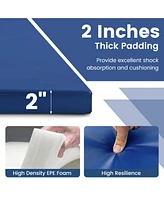 4-Panel Pu Leather Folding Exercise Mat with Carrying Handles-Navy