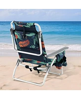 2 Pieces Folding Backpack Beach Chair with Pillow