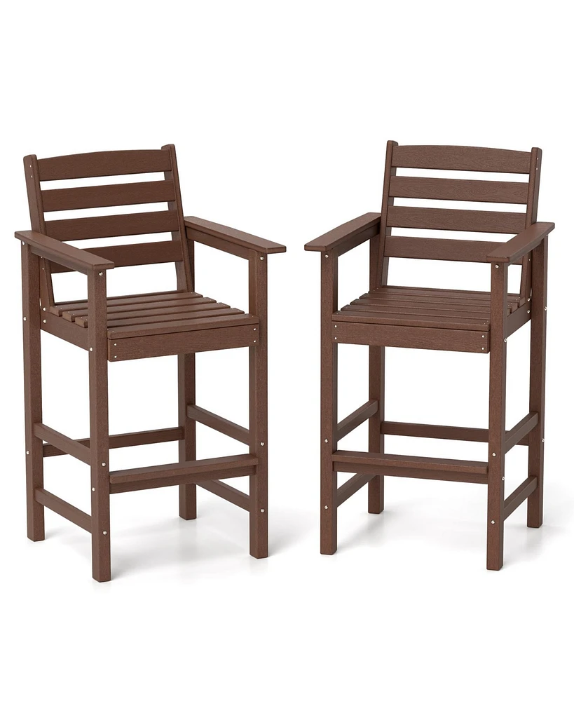 Patio Hdpe Adirondack Bar Chairs Set of 2 with Wide Armrests