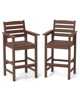 Patio Hdpe Adirondack Bar Chairs Set of 2 with Wide Armrests