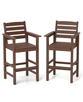 Patio Hdpe Adirondack Bar Chairs Set of 2 with Wide Armrests
