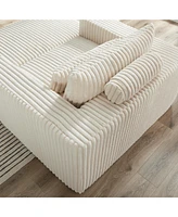 75-Inch Corduroy Sponge Sofa Lounge Chair with Removable footrest,No Assembly Required,Fluffy Modern Sleeper Chair for Indoor Living Room Bedroom