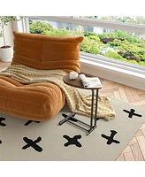 C-Shaped End Table for Sofa, Bedside, and Couch (Brown