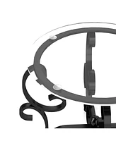 Tempered Glass 3-Piece Coffee Table Set with Sturdy Base (Rustic Black