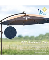 10 Feet Cantilever Umbrella with 32 Led Lights and Solar Panel Batteries
