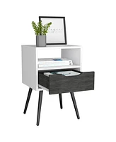 Nightstand Fugaz, Open Shelf, Single Drawer, Smokey Oak Finish