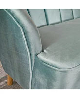 Mid-Century Modern Velvet Club Chair With Birch Legs