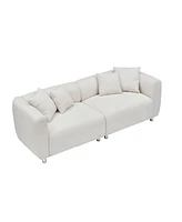 89 inch Sofa for Living Room, Fashion Sofa with Metal Legs, 3 Seater Sofa, Solid Wood Frame Couch with 4Pillows, for Apartment Office Living Room