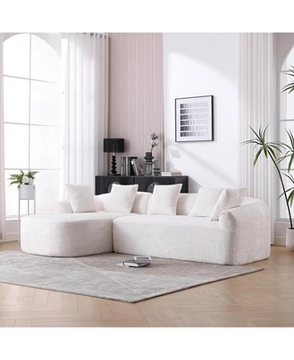 Boucle Sofa 3 Seater for Living Room Oversized Comfy Sofa L-Shape Sofa Couch with Chaise Home Furniture Sleeper Sectional Sofa for Apartment, Office L