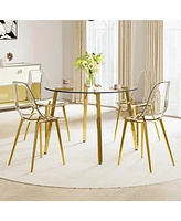 Glass Table & Gold Leg Chairs