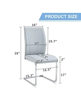 Arch Dining Chairs - Light Gray Pu, Silver Legs - Set of 6