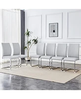 Arch Dining Chairs - Light Gray Pu, Silver Legs - Set of 6
