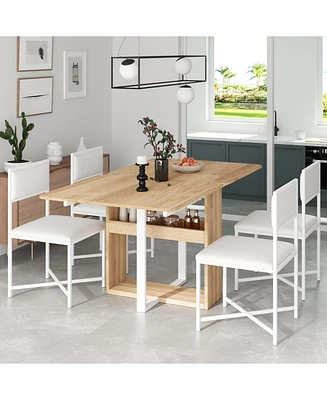 Compact Extendable Dining Set with 4 Chairs