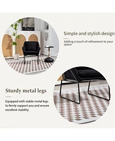 Modern Velvet Desk Chair, Metal Legs Upholstered Accent Arm Chair for Living Room/Bedroom/Small Spaces/Home Office,Black