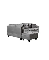 Fabric left Chaise Living Room Sofa Set with Storage Ottoman