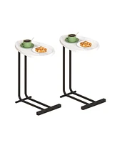 2-Piece C-Shaped End Table with Slide (White)