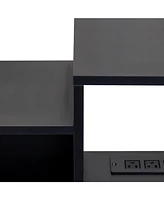 65.35in Wall Mounted Floating Tv Stand with 20 Color LEDs and Charging Station