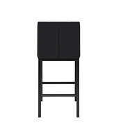 Black Pu Fabric & Glass Bar Chairs with Metal Legs (Set of 5)