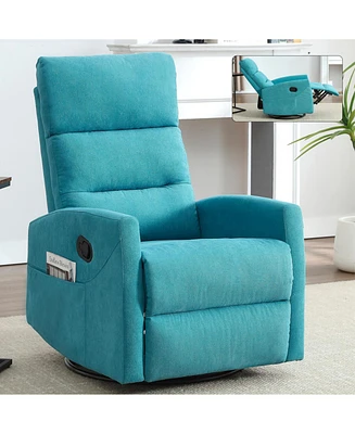 Manual Recliner Chair with Rocker and Swivel in Fabric for Living Room