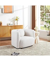 Boucle Fabric Accent Sofa Chair, Japandi Style Armchair