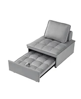Modern Velvet Convertible Sofa Bed with Removable Backrest