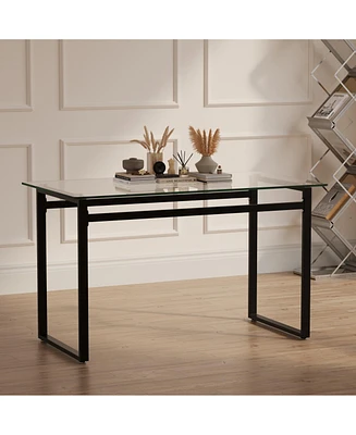Rectangular Glass Dining Table for 4-6,51" W x 27"D x 30" H